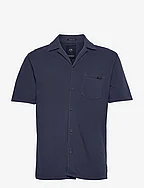 Garment dyed piqué shirt S/S - DARK NAVY