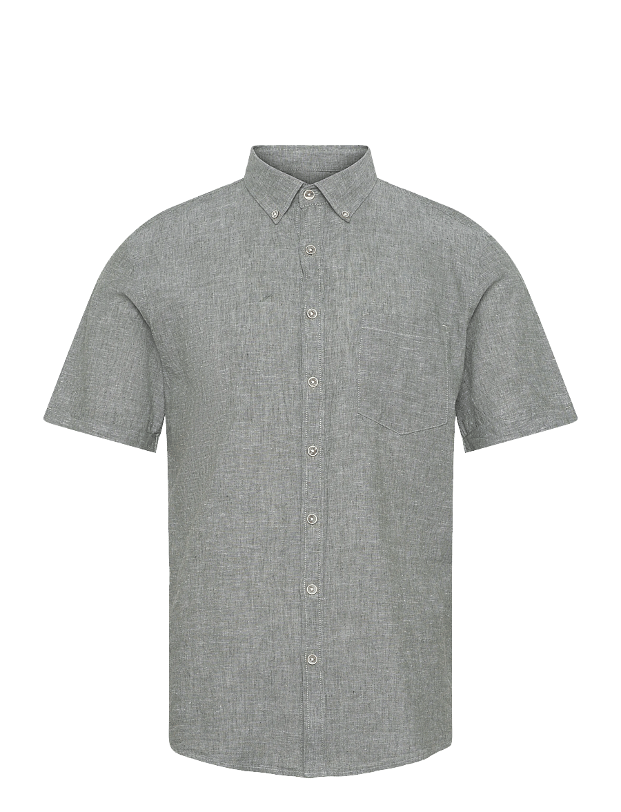 Lindbergh - Cotton/linen shirt S/S - linen shirts - army - 1