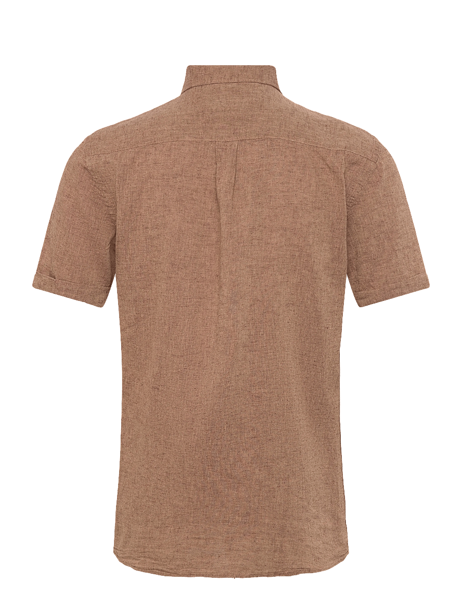 Lindbergh - Cotton/linen shirt S/S - linen shirts - brown - 2