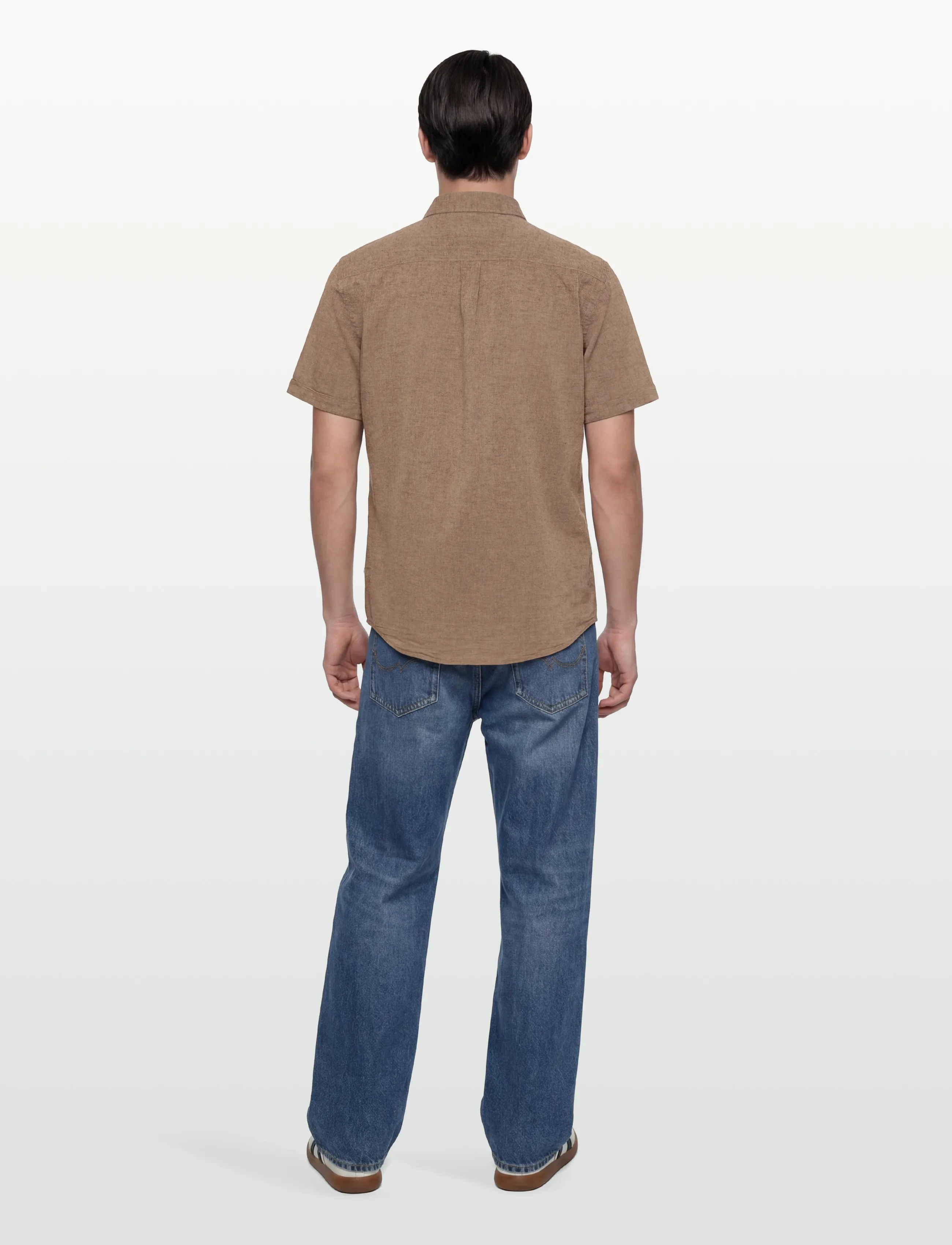 Lindbergh - Cotton/linen shirt S/S - hørskjorter - brown - 4