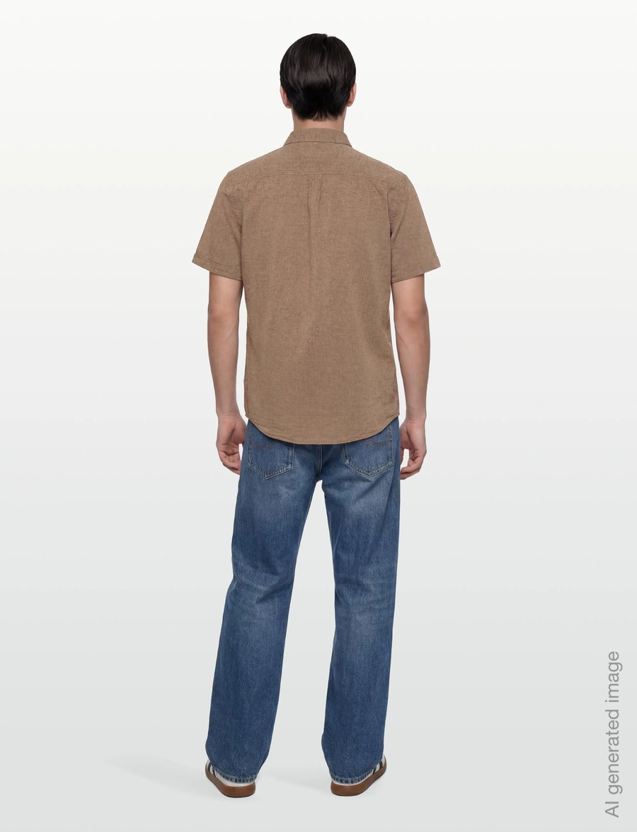 Lindbergh - Cotton/linen shirt S/S - linen shirts - brown - 4