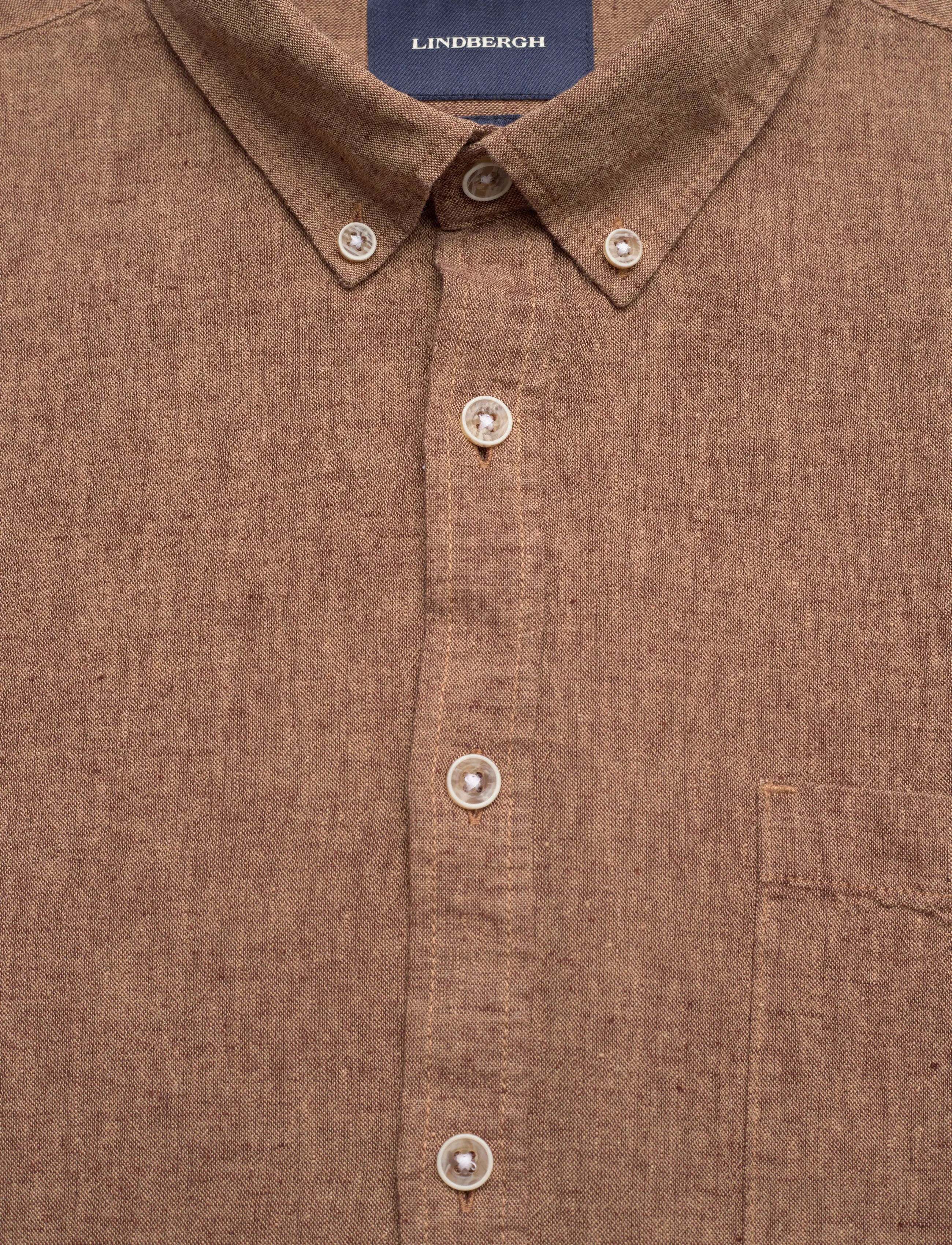 Lindbergh - Cotton/linen shirt S/S - hørskjorter - brown - 5