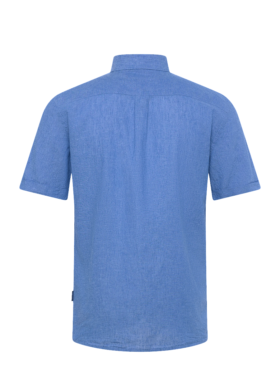 Lindbergh - Cotton/linen shirt S/S - linen shirts - clear blue - 2