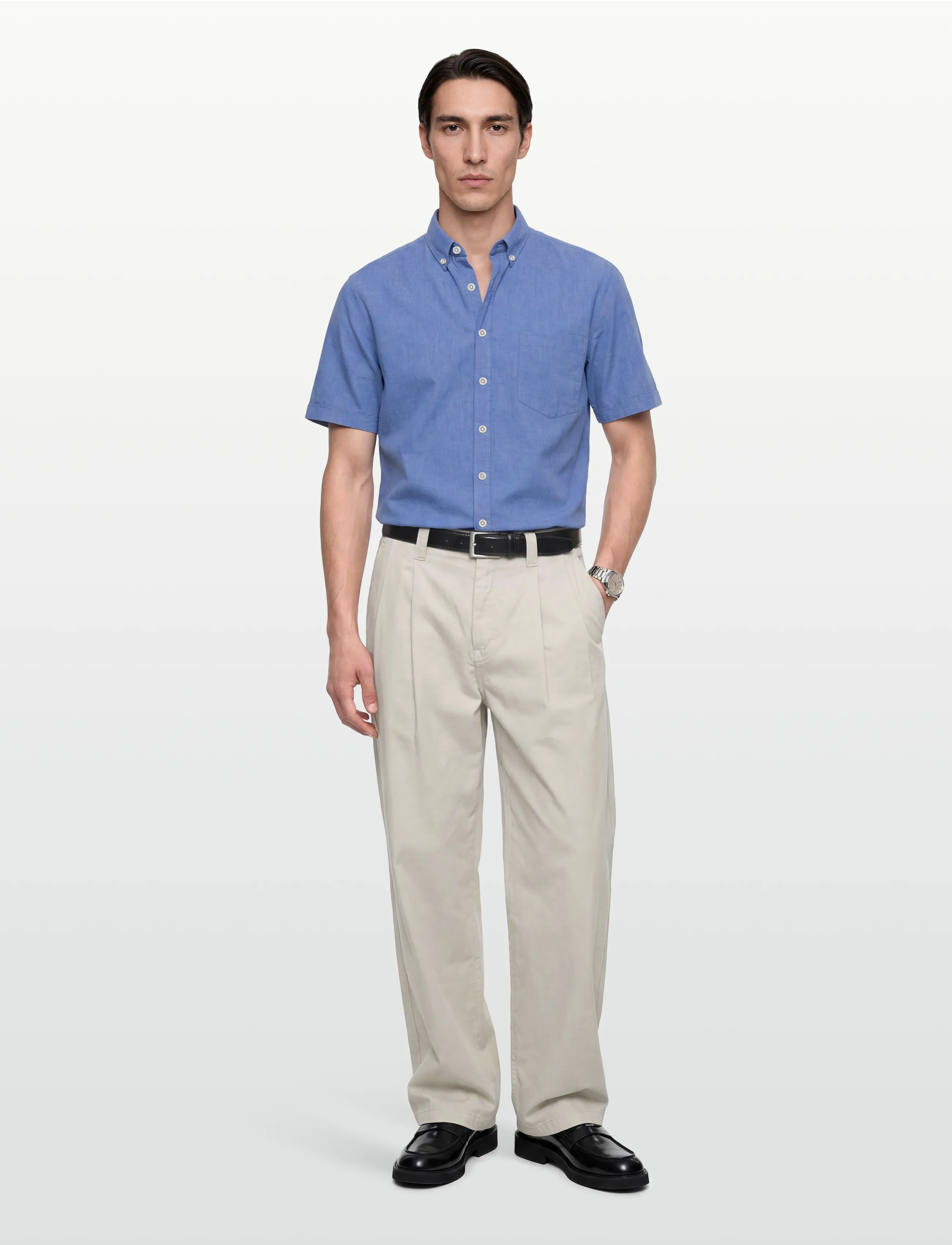Lindbergh Cotton/linen shirt S/SCotton/linen shirt S/S - Skjorter - CLEAR BLUE / blue