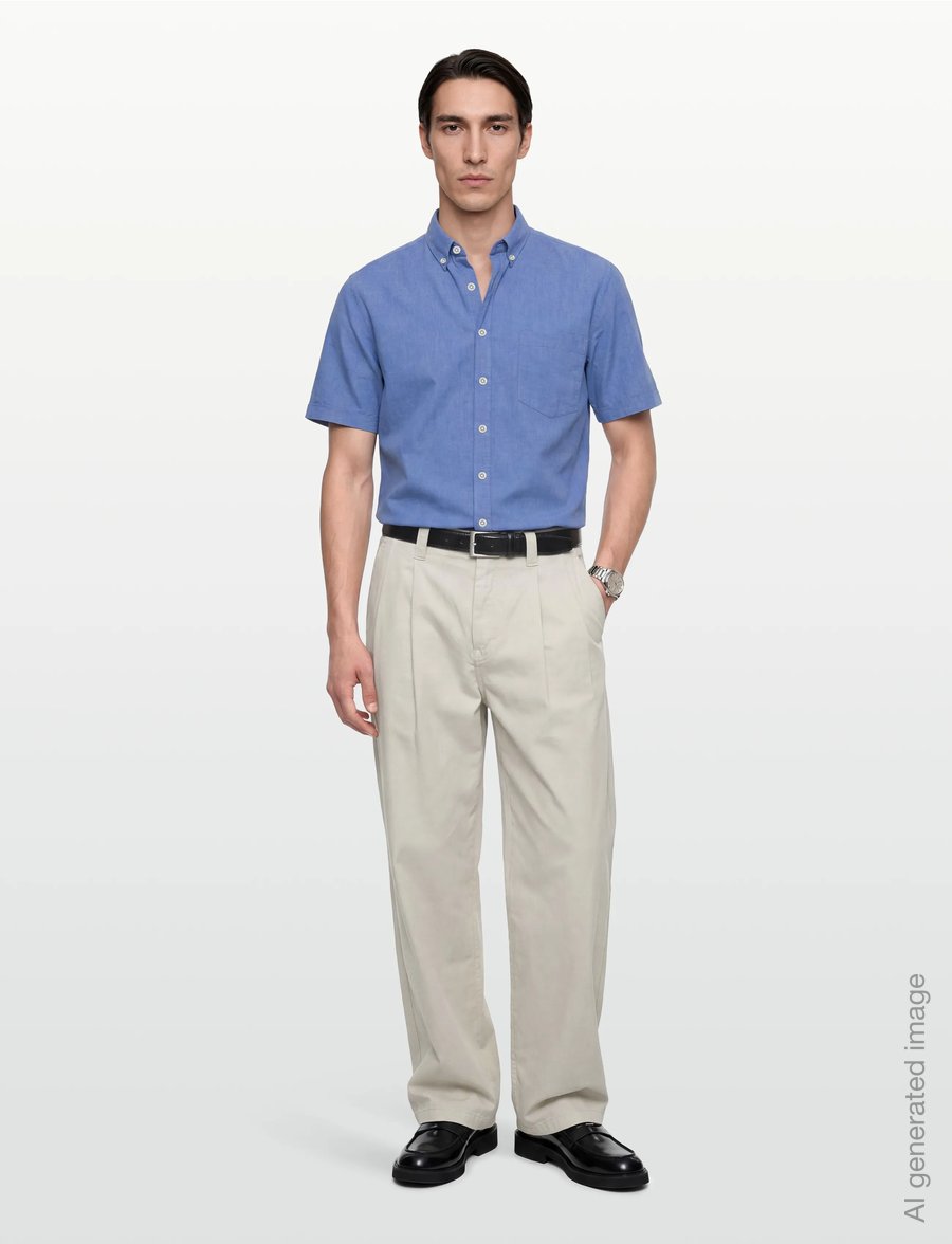 Lindbergh - Cotton/linen shirt S/S - linen shirts - clear blue - 0