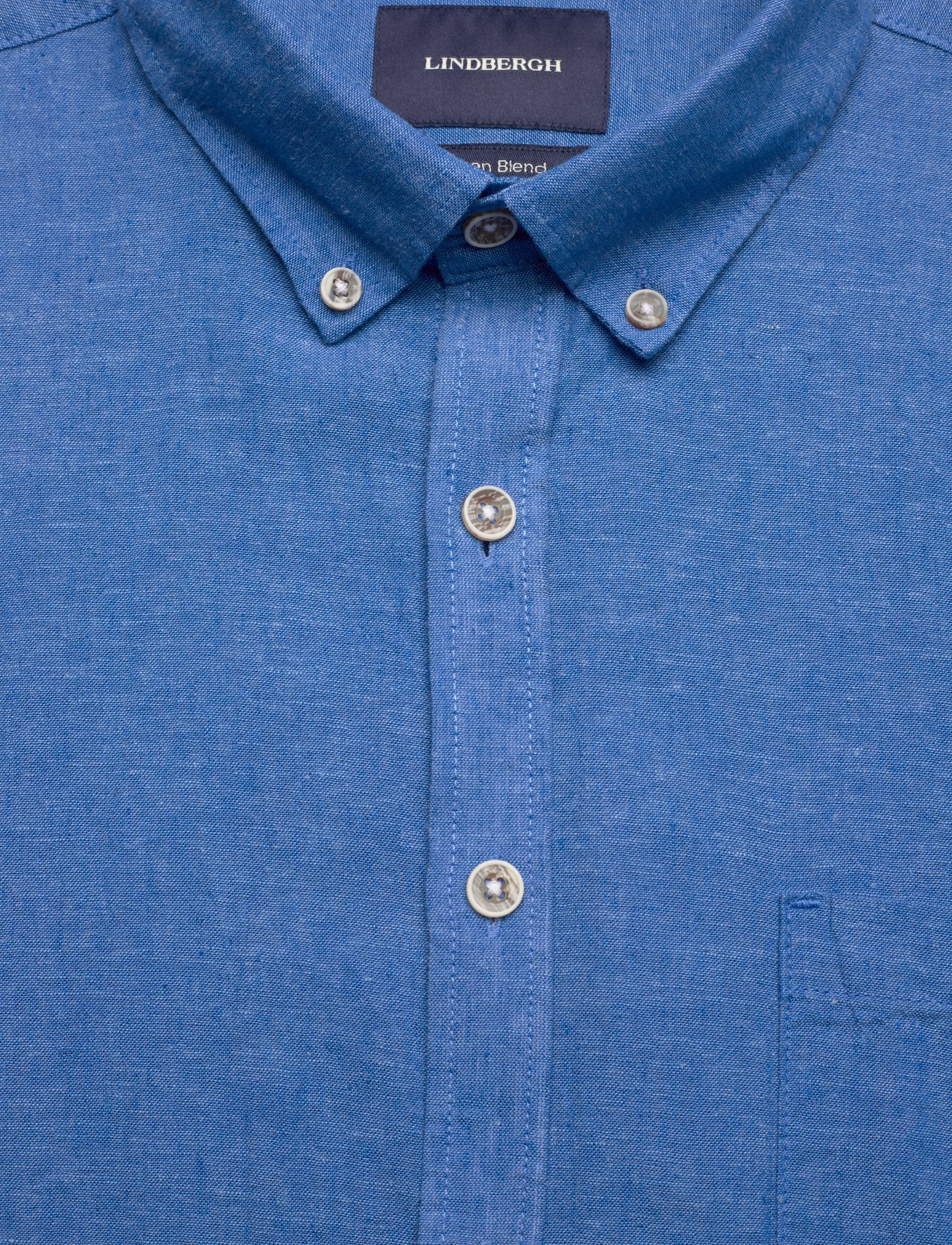Lindbergh - Cotton/linen shirt S/S - leinenhemden - clear blue - 5