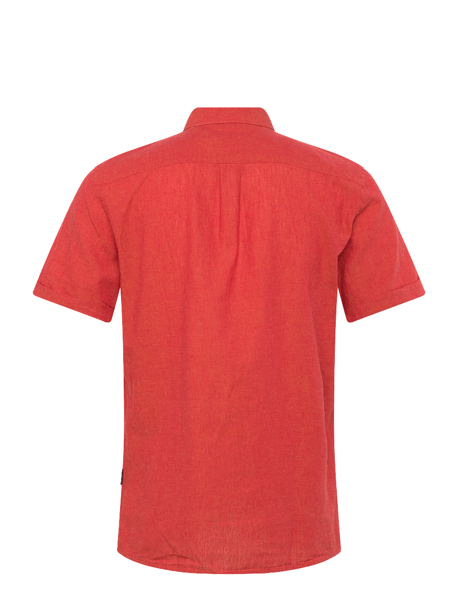 Lindbergh - Cotton/linen shirt S/S - chemises de lin - coral orange - 2