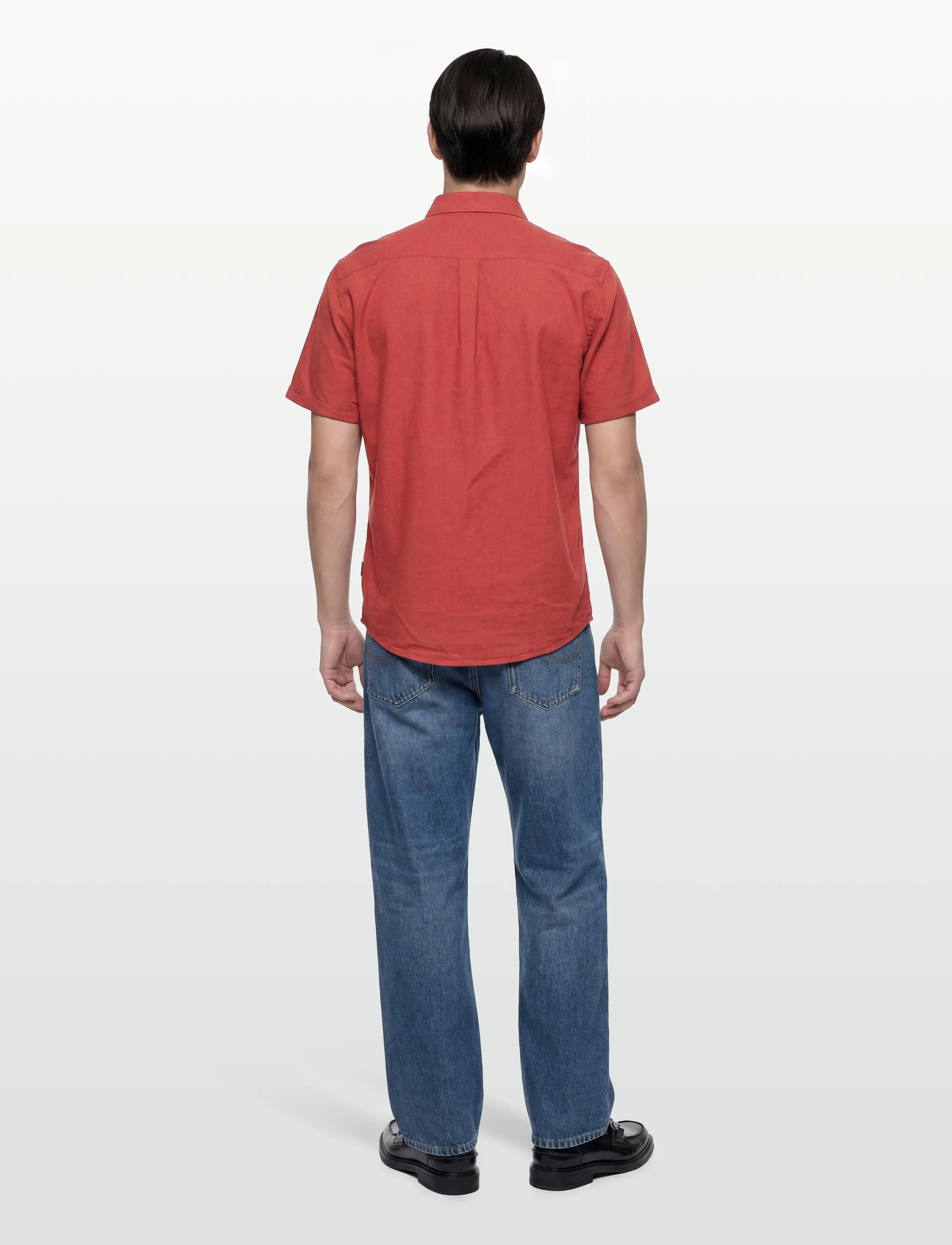 Lindbergh - Cotton/linen shirt S/S - chemises de lin - coral orange - 4