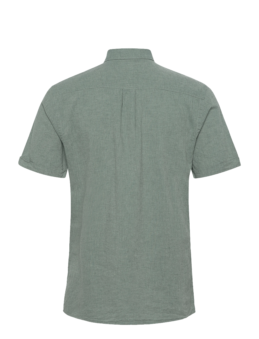 Lindbergh - Cotton/linen shirt S/S - linen shirts - faded green - 2