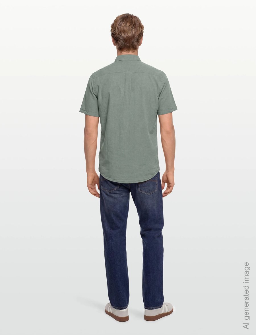 Lindbergh - Cotton/linen shirt S/S - linen shirts - faded green - 4