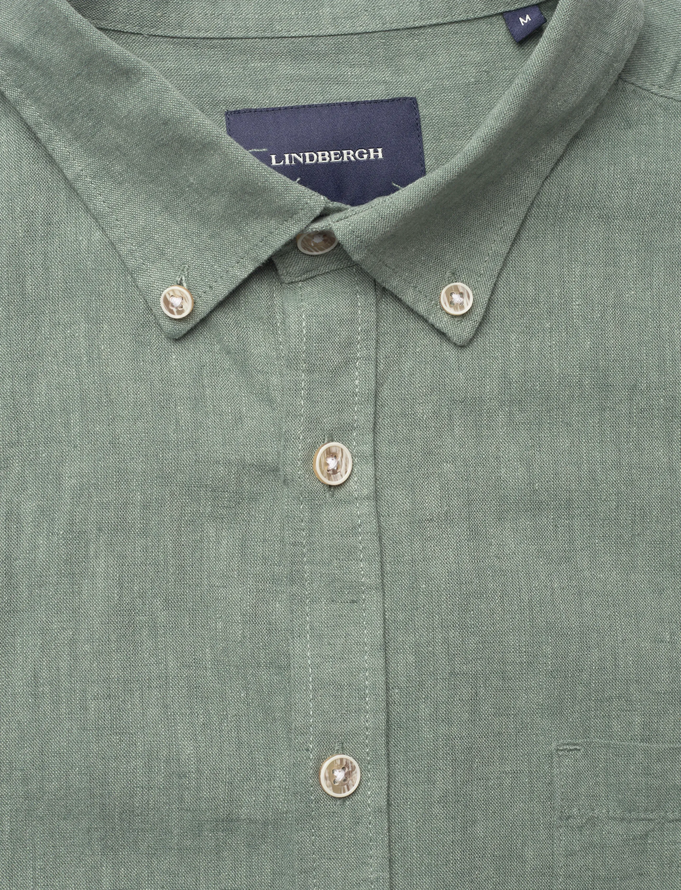 Lindbergh - Cotton/linen shirt S/S - leinenhemden - faded green - 2