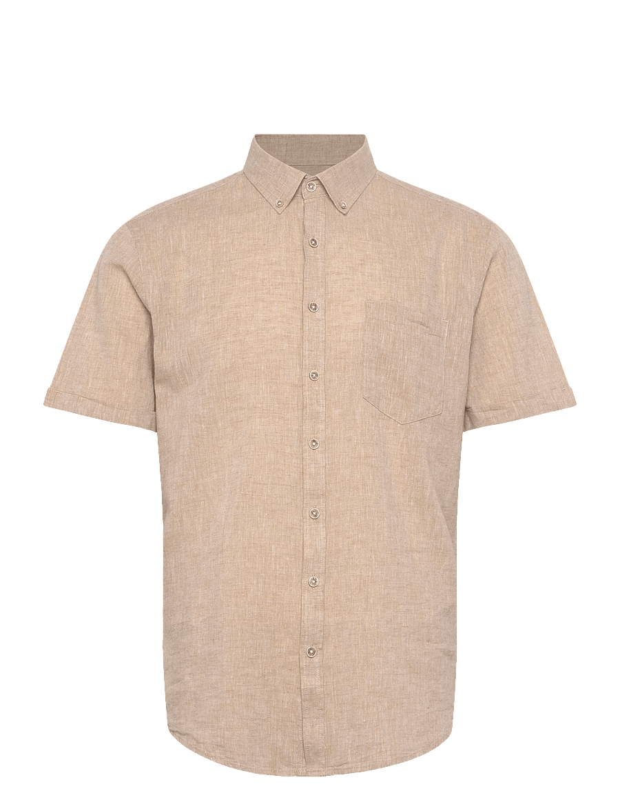 Lindbergh - Cotton/linen shirt S/S - linen shirts - mid sand - 1