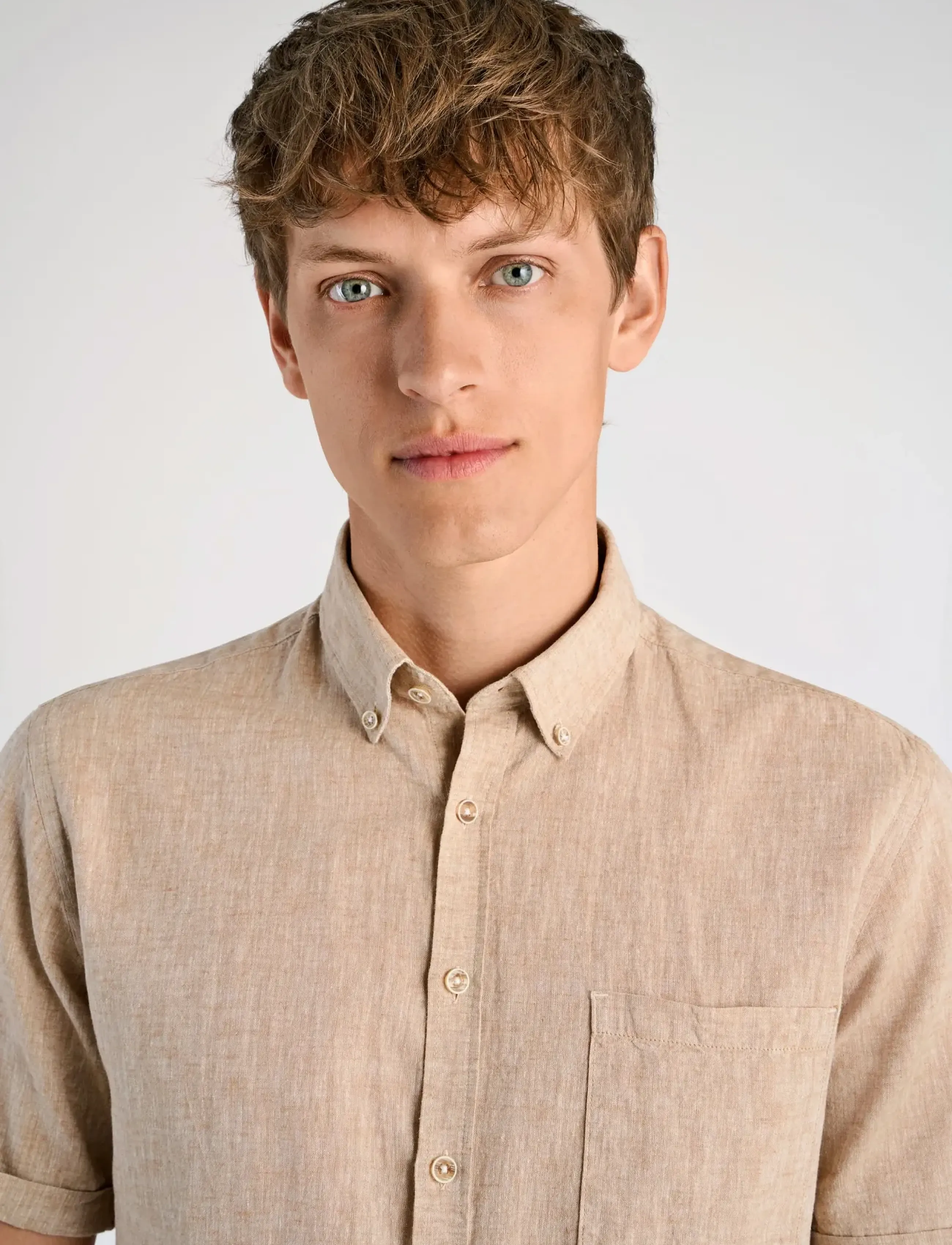 Lindbergh - Cotton/linen shirt S/S - linased särgid - mid sand - 5