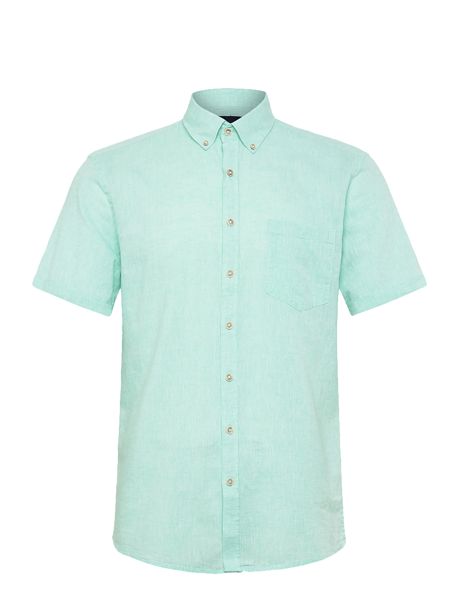 Lindbergh - Cotton/linen shirt S/S - linen shirts - mint green - 1