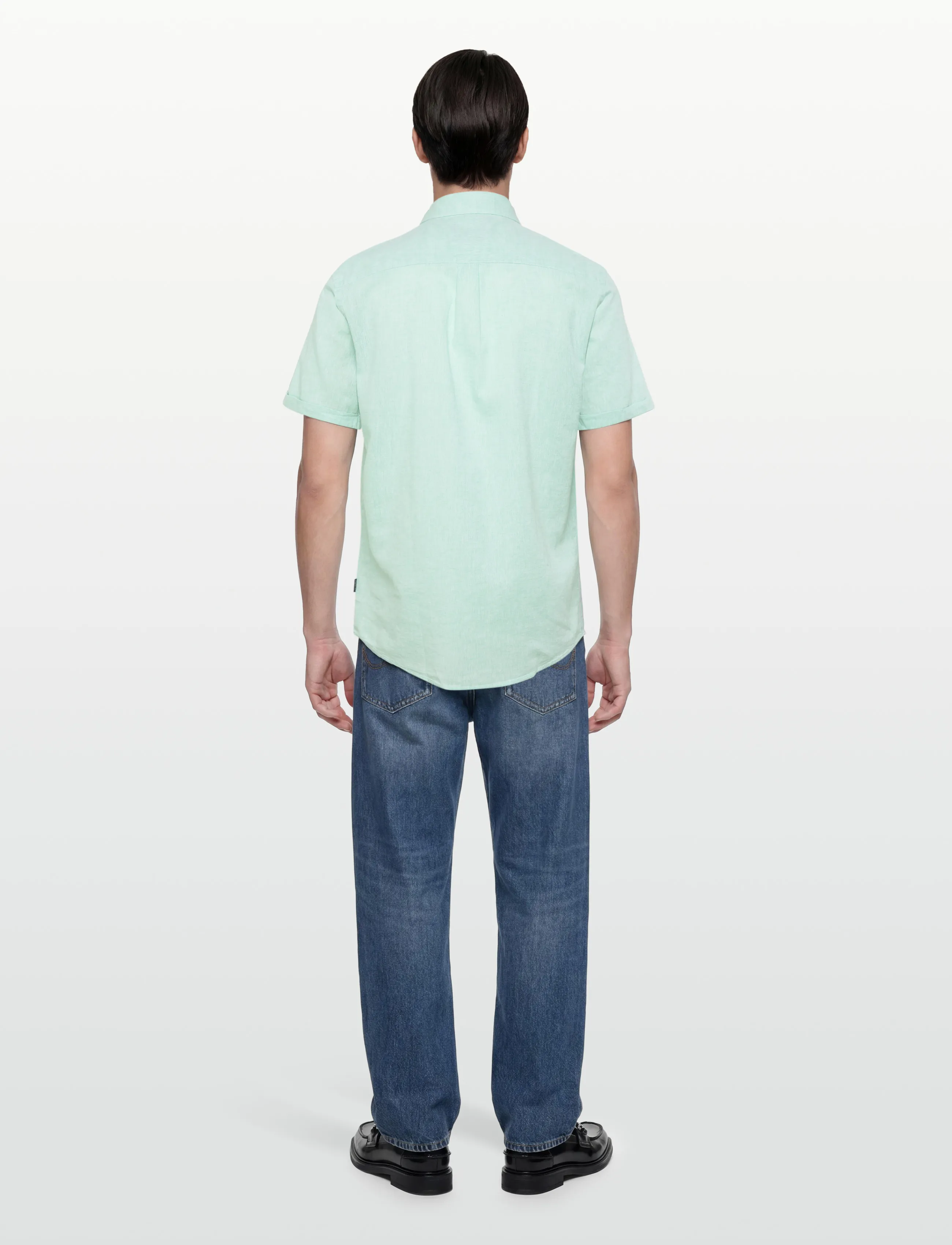 Lindbergh - Cotton/linen shirt S/S - hørskjorter - mint green - 4