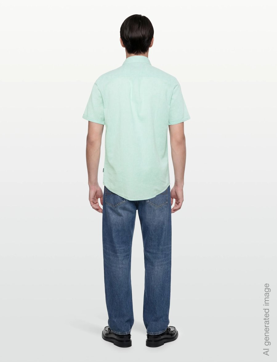 Lindbergh - Cotton/linen shirt S/S - linen shirts - mint green - 4