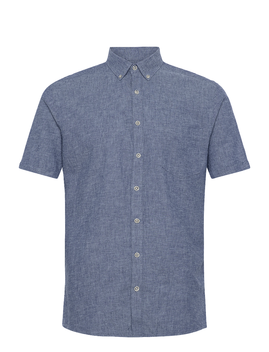 Lindbergh - Cotton/linen shirt S/S - chemises de lin - navy - 1
