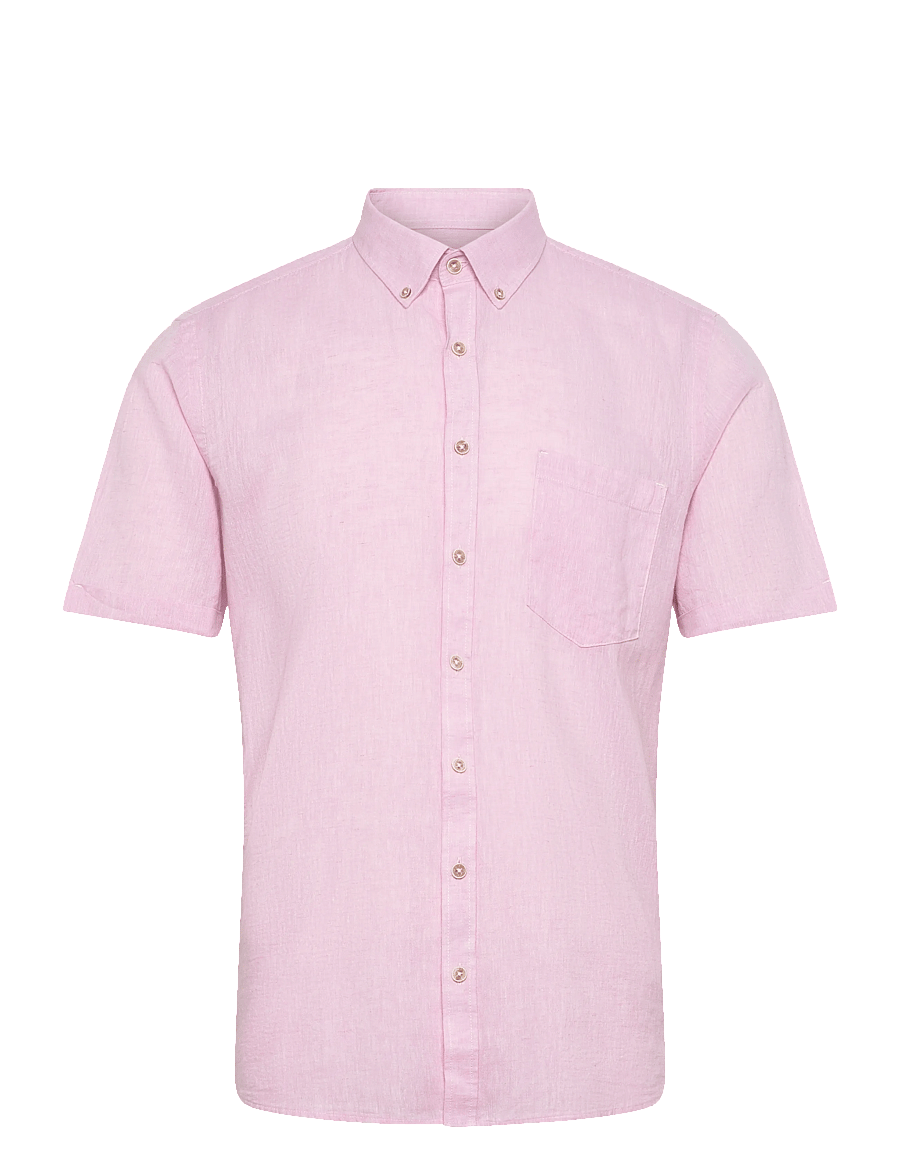 Lindbergh - Cotton/linen shirt S/S - chemises de lin - rose - 1