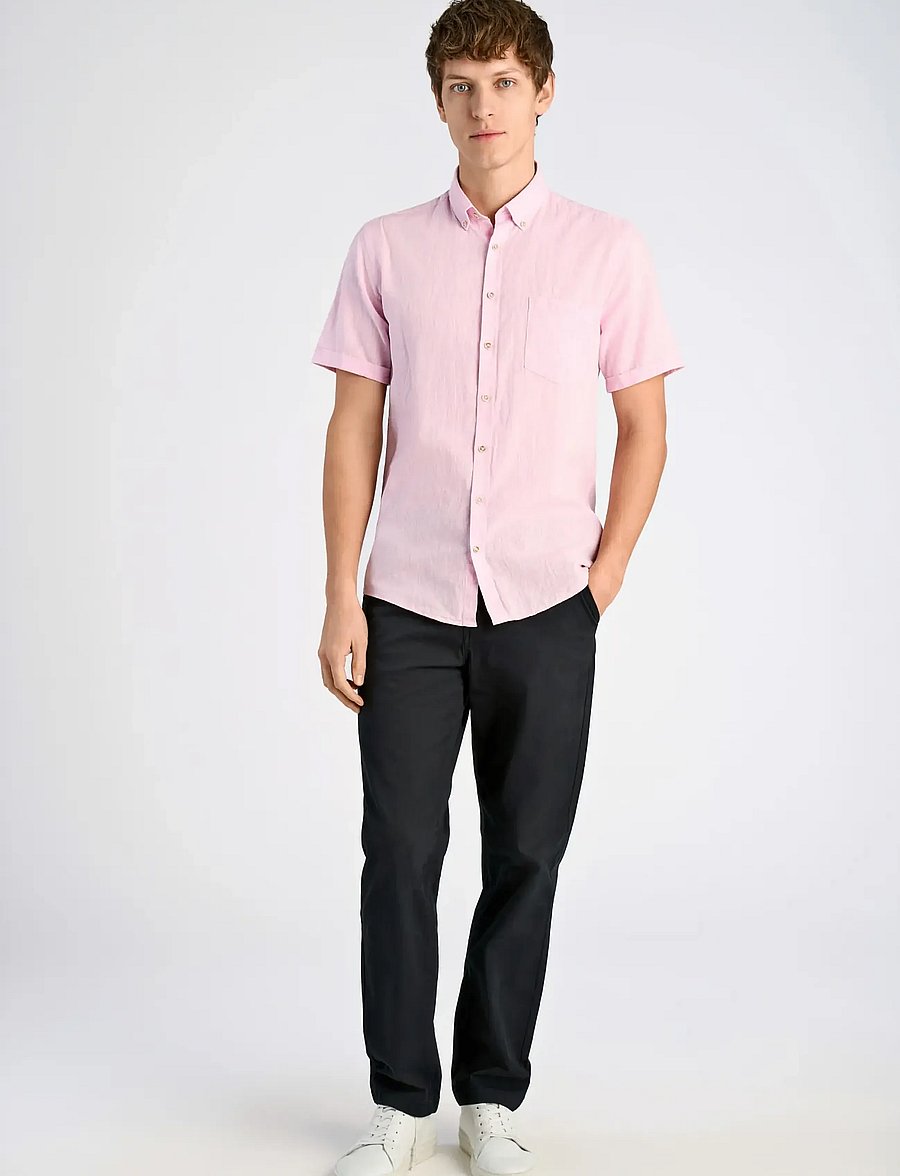Lindbergh - Cotton/linen shirt S/S - chemises de lin - rose - 0