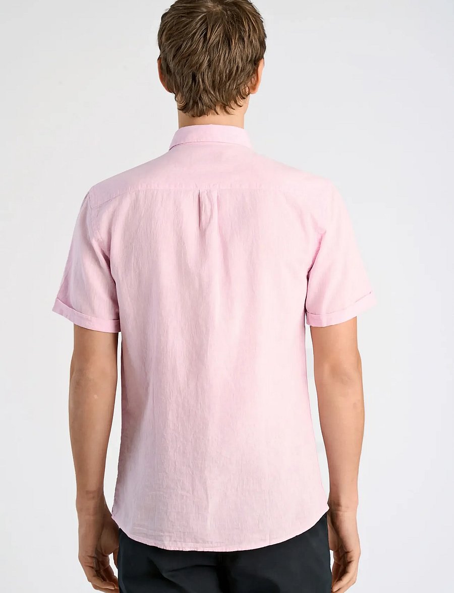 Lindbergh - Cotton/linen shirt S/S - chemises de lin - rose - 4