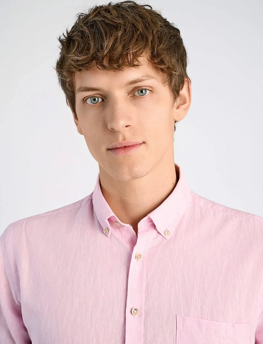 Lindbergh - Cotton/linen shirt S/S - chemises de lin - rose - 5
