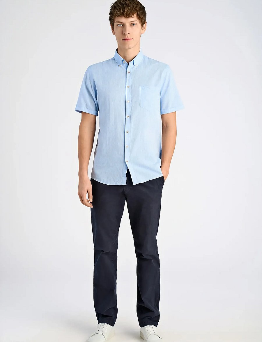 Lindbergh - Cotton/linen shirt S/S - linased särgid - sky blue - 0