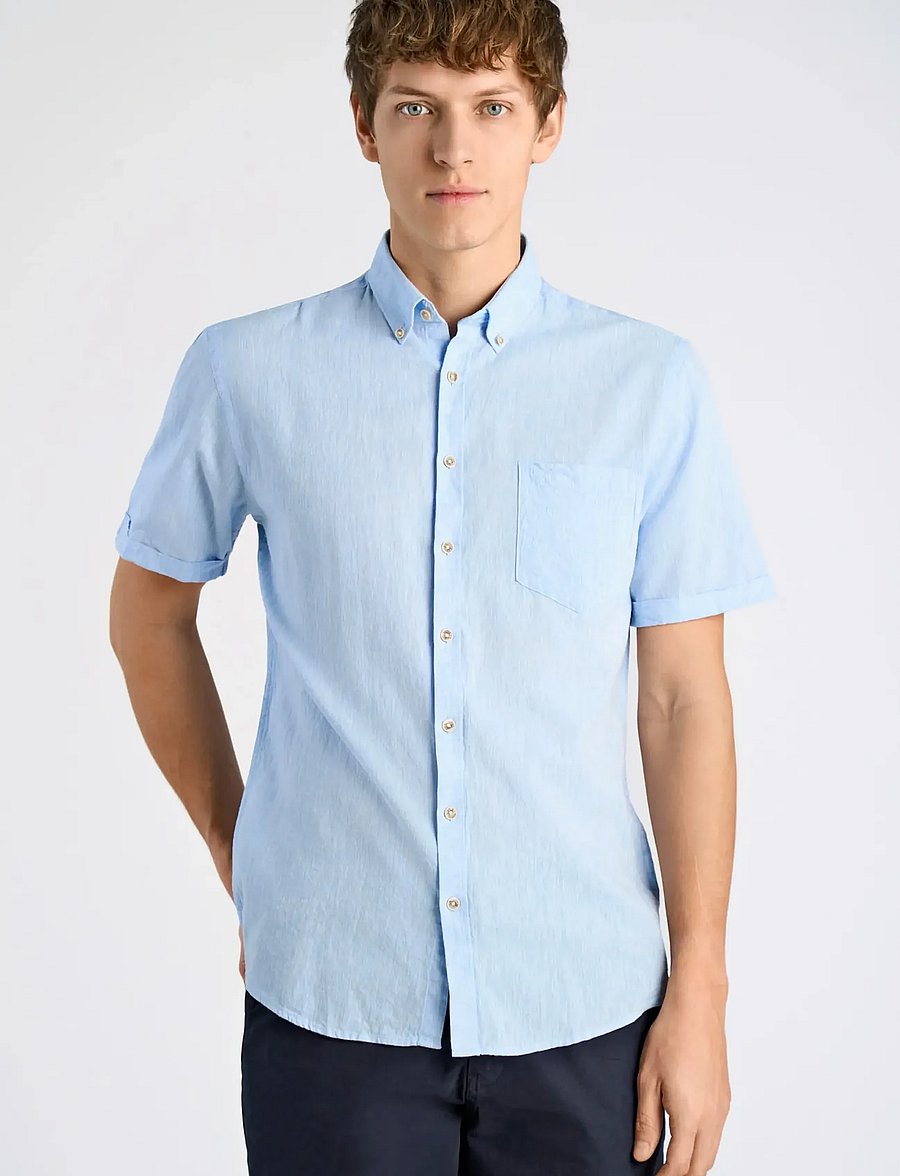 Lindbergh - Cotton/linen shirt S/S - linased särgid - sky blue - 3