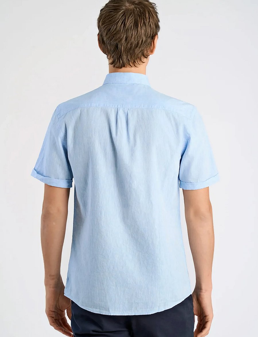 Lindbergh - Cotton/linen shirt S/S - linased särgid - sky blue - 4