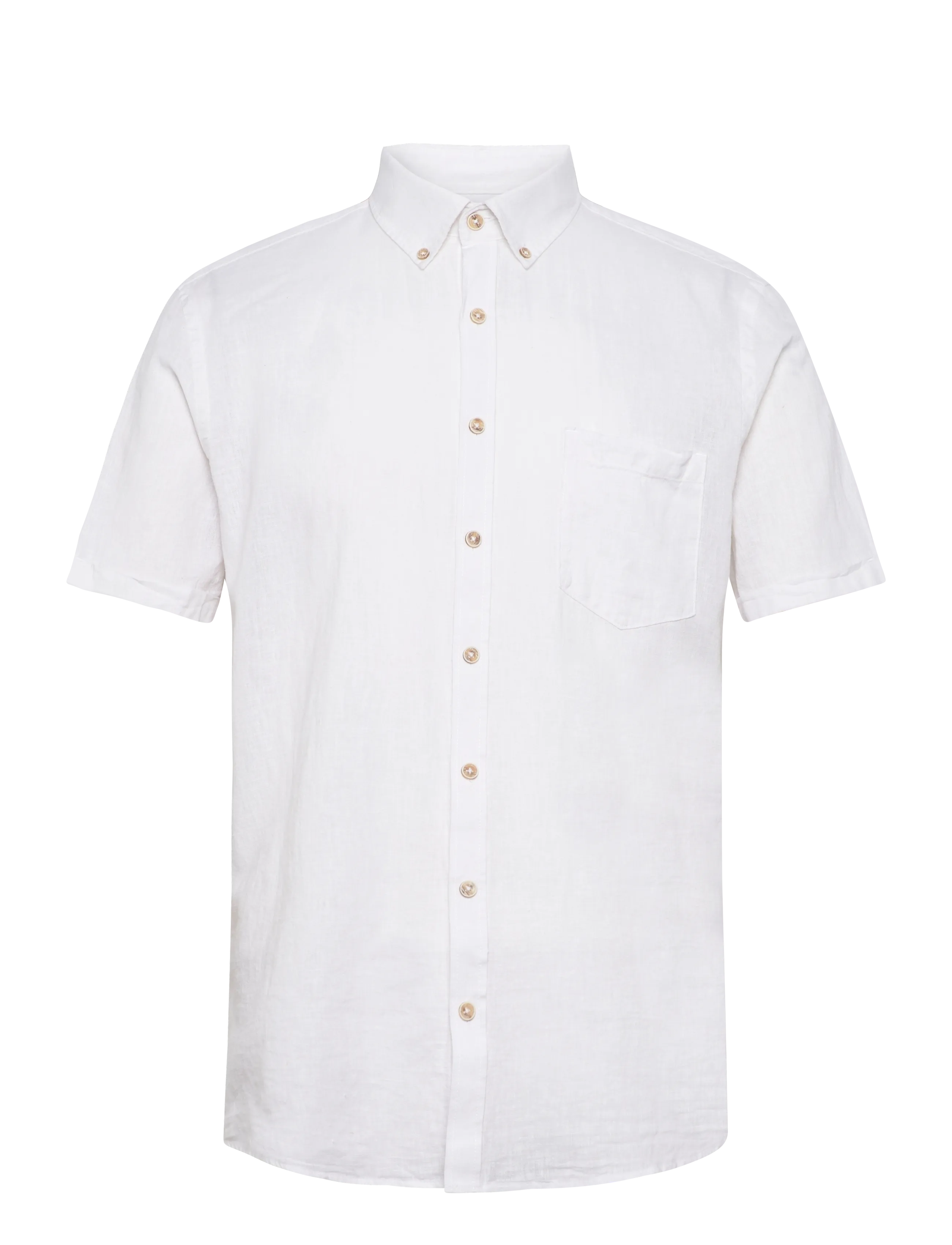 Lindbergh Cotton/linen shirt S/S - Lindbergh - WHITE / white
