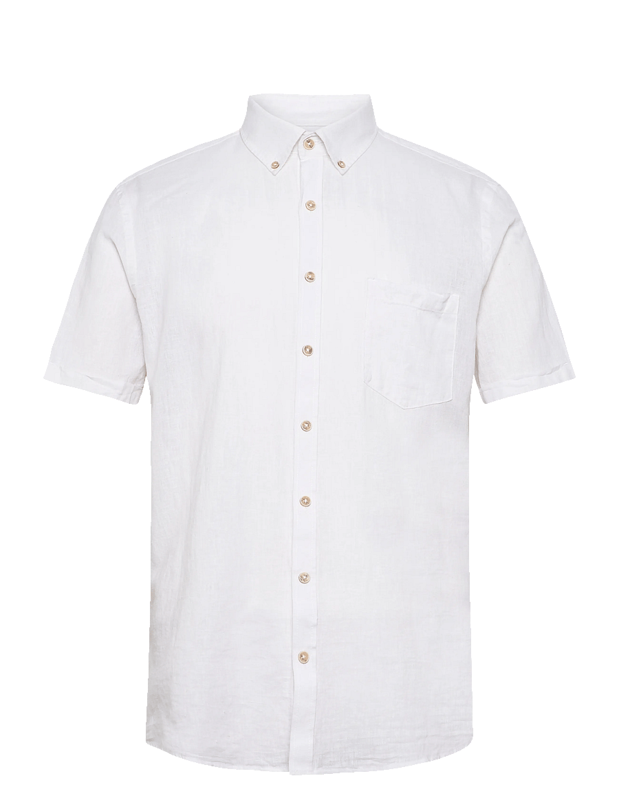 Lindbergh - Cotton/linen shirt S/S - linen shirts - white - 1