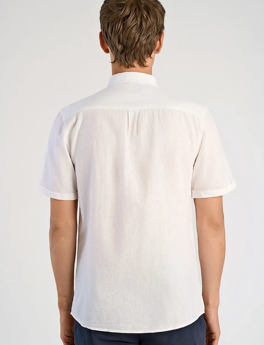 Lindbergh - Cotton/linen shirt S/S - linen shirts - white - 4