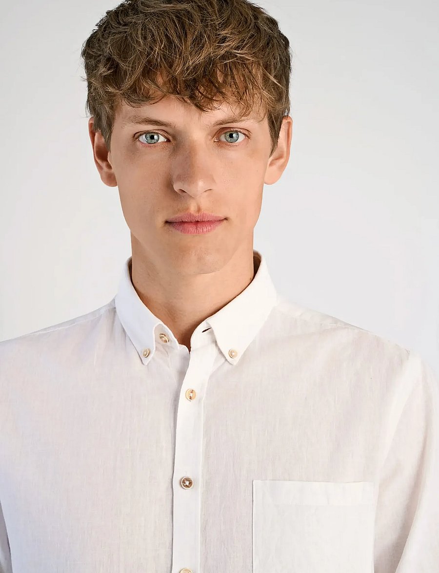 Lindbergh - Cotton/linen shirt S/S - linen shirts - white - 5