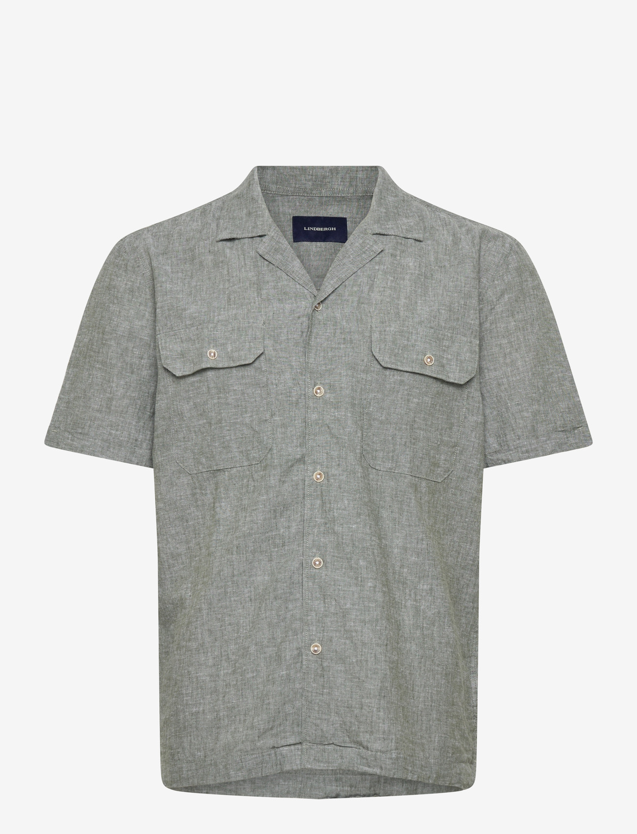 Lindbergh - Cotton/linen resort shirt S/S - linnen overhemden - army - 1