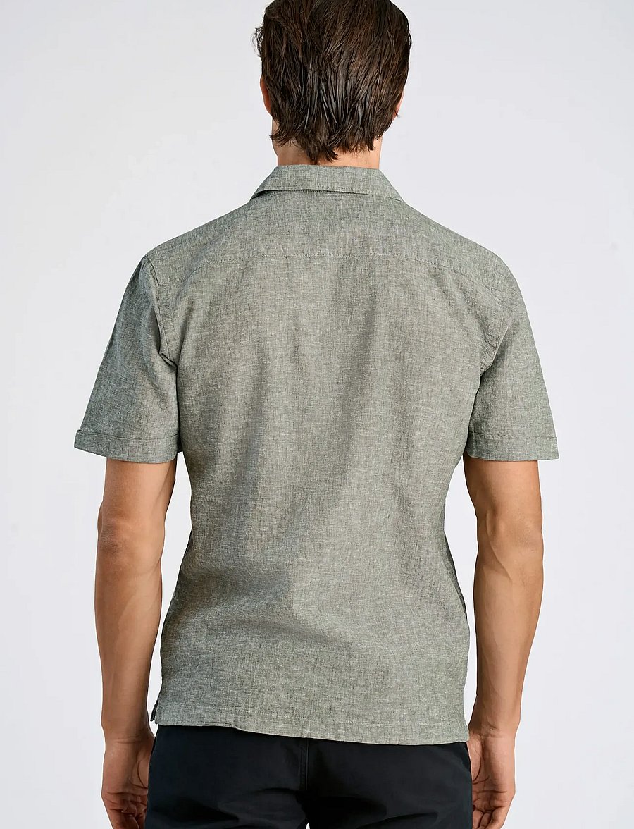 Lindbergh - Cotton/linen resort shirt S/S - lina krekli - army - 4