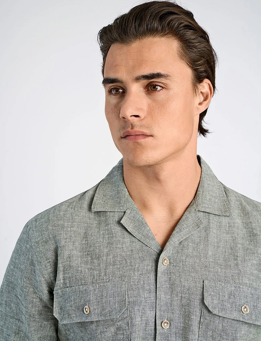 Lindbergh - Cotton/linen resort shirt S/S - lina krekli - army - 5