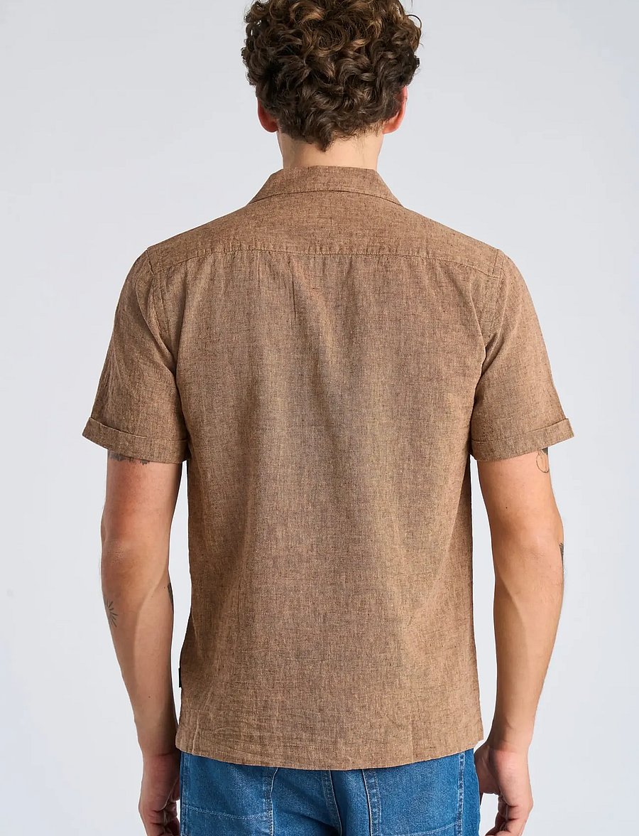 Lindbergh - Cotton/linen resort shirt S/S - chemises de lin - brown - 4