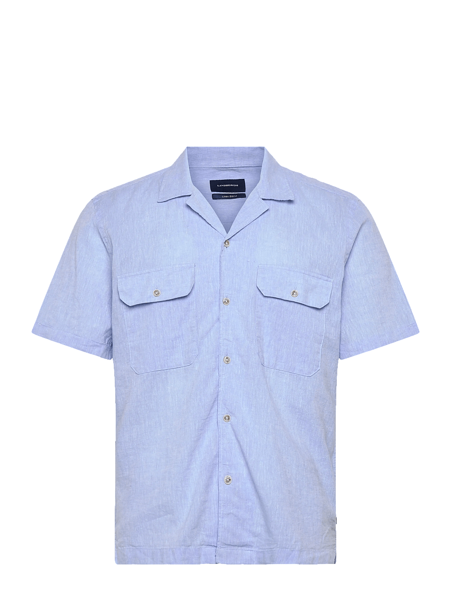 Lindbergh - Cotton/linen resort shirt S/S - lina krekli - sky blue - 1