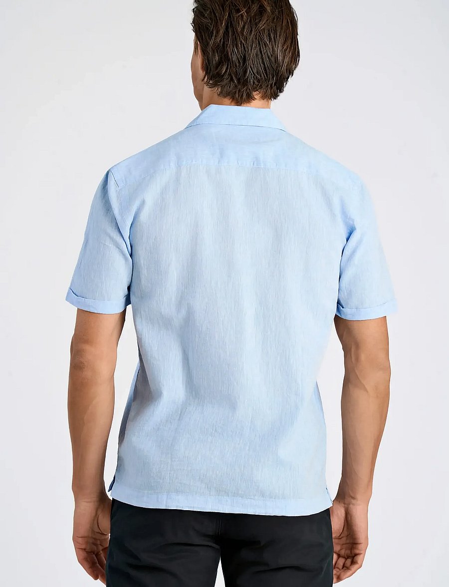 Lindbergh - Cotton/linen resort shirt S/S - lina krekli - sky blue - 4