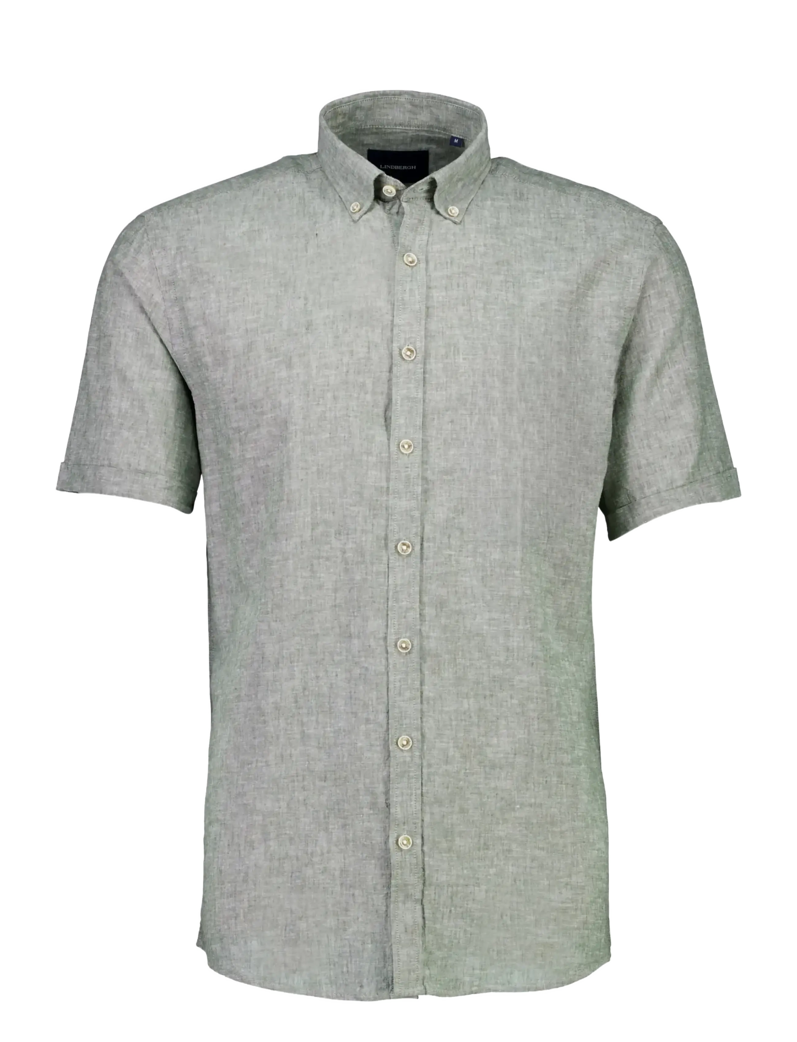 Lindbergh Cotton/linen shirt S/S - Tanktops - ARMY / khaki/green