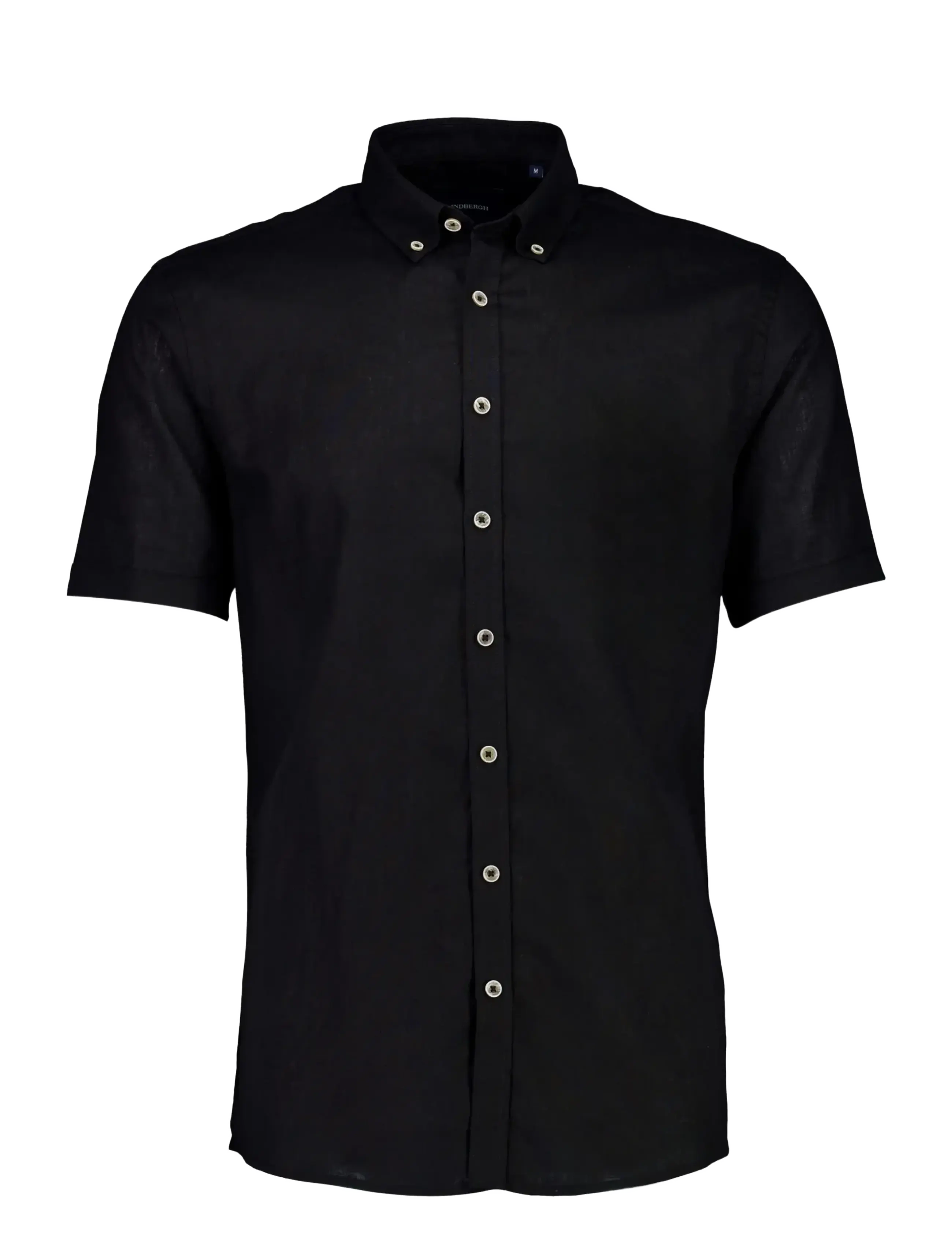 Lindbergh Cotton/linen shirt S/S - Lindbergh - BLACK / black