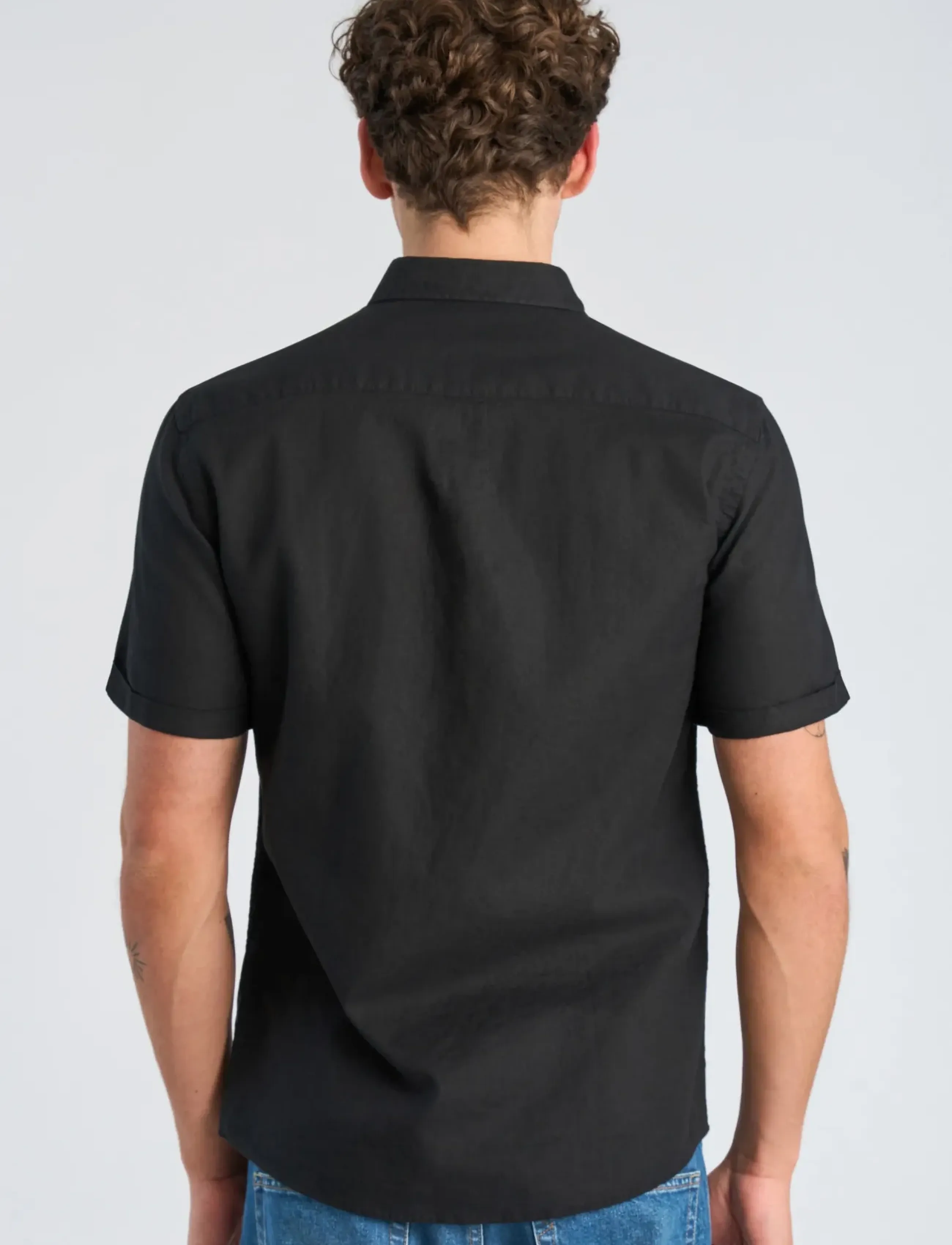 Lindbergh - Cotton/linen shirt S/S - hørskjorter - black - 4