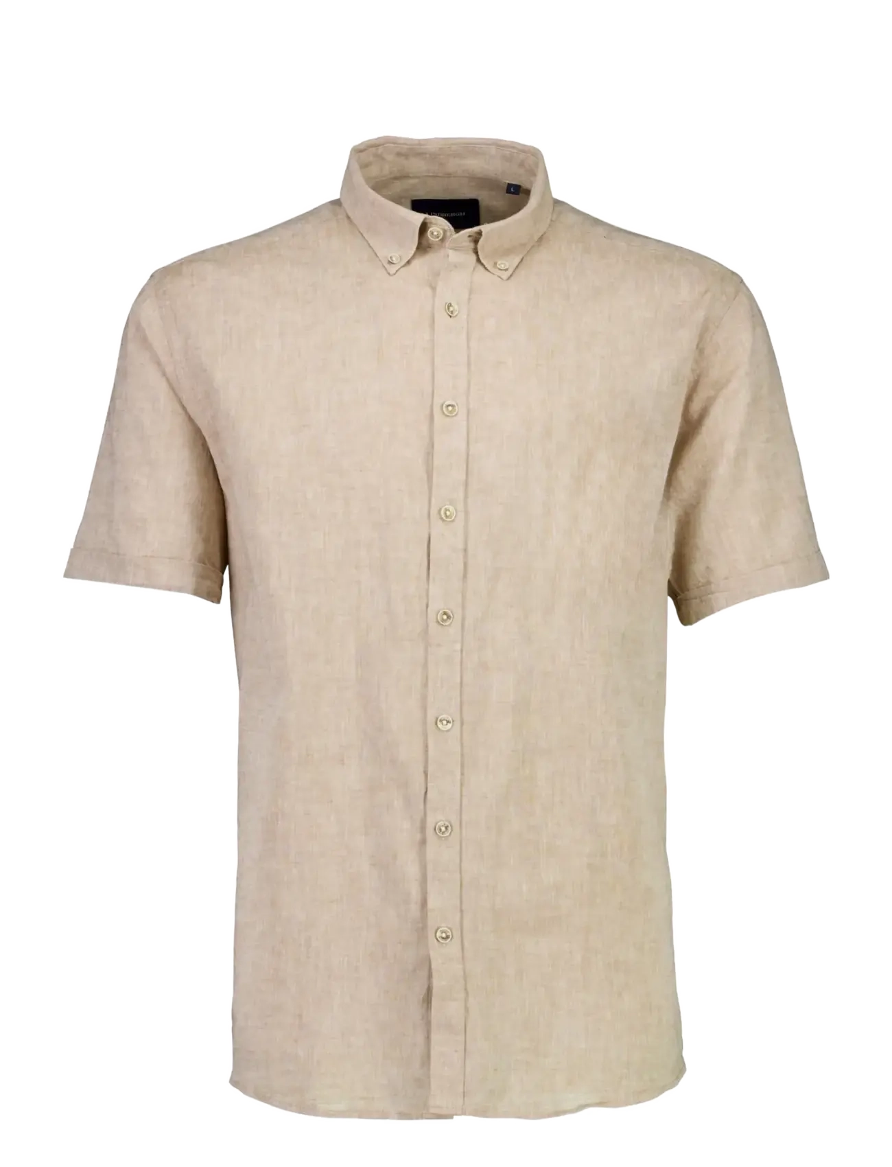 Lindbergh Cotton/linen shirt S/S - Hørskjorter - MID SAND / beige