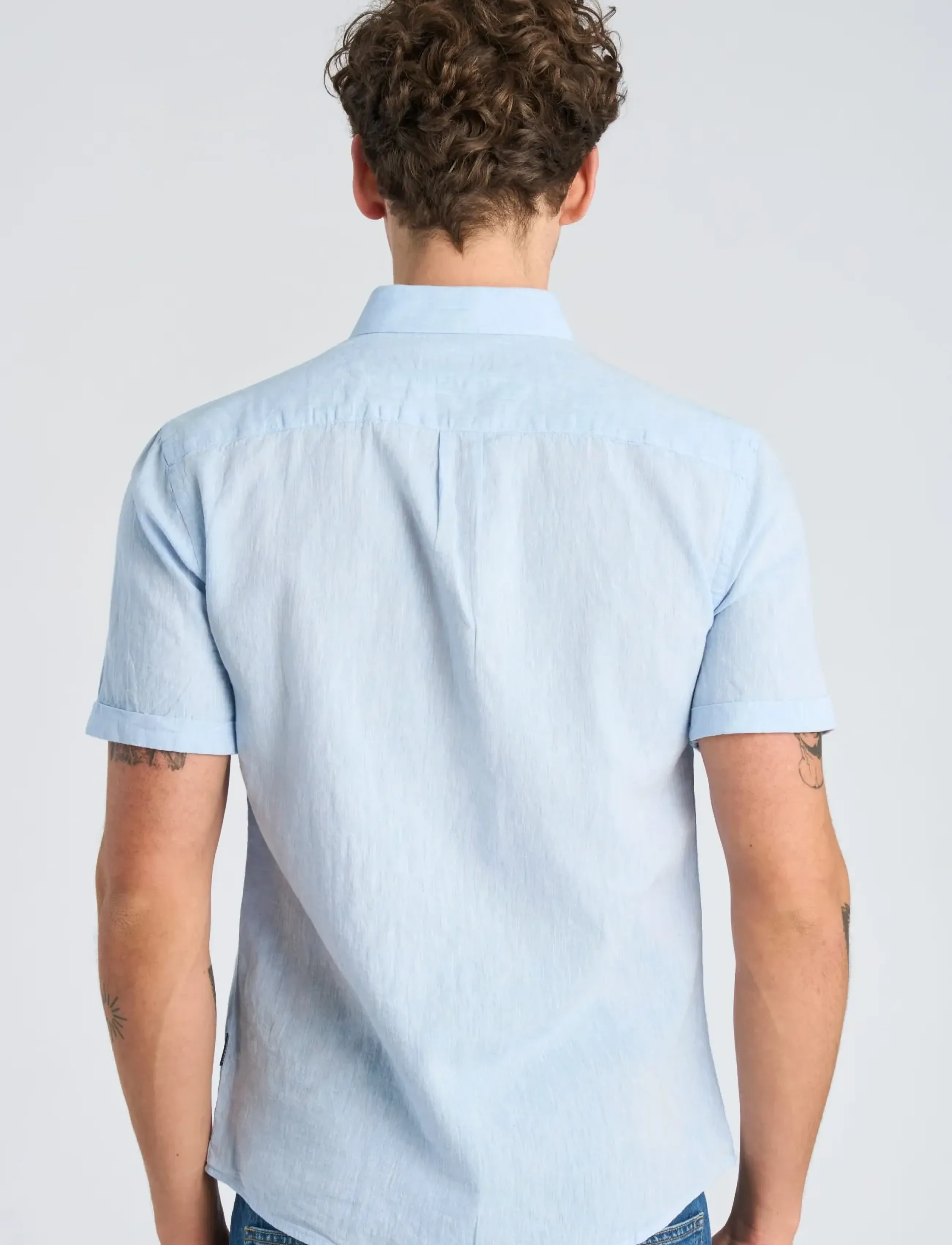 Lindbergh - Cotton/linen shirt S/S - leinenhemden - sky blue - 4