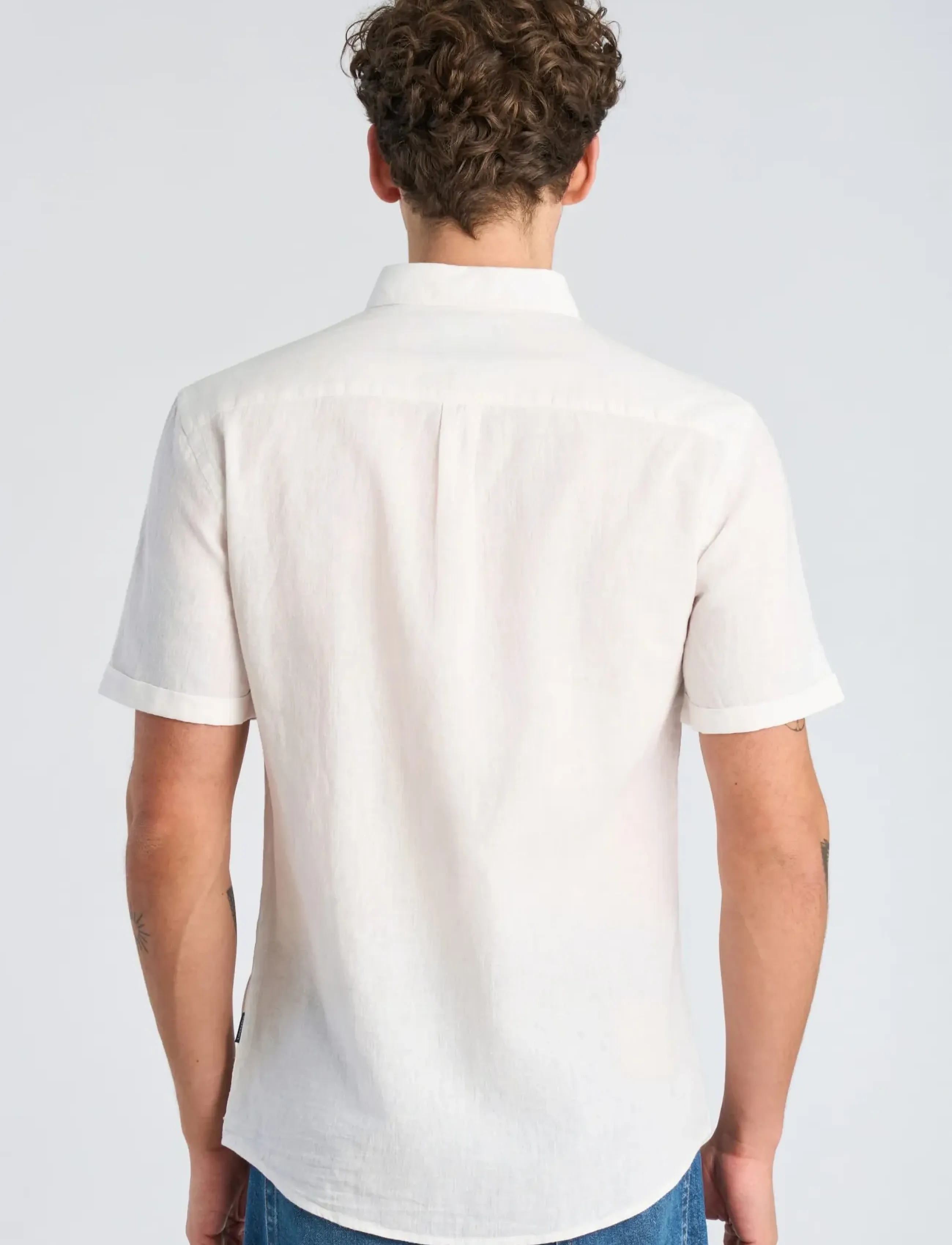 Lindbergh - Cotton/linen shirt S/S - linasest riidest särgid - white - 4