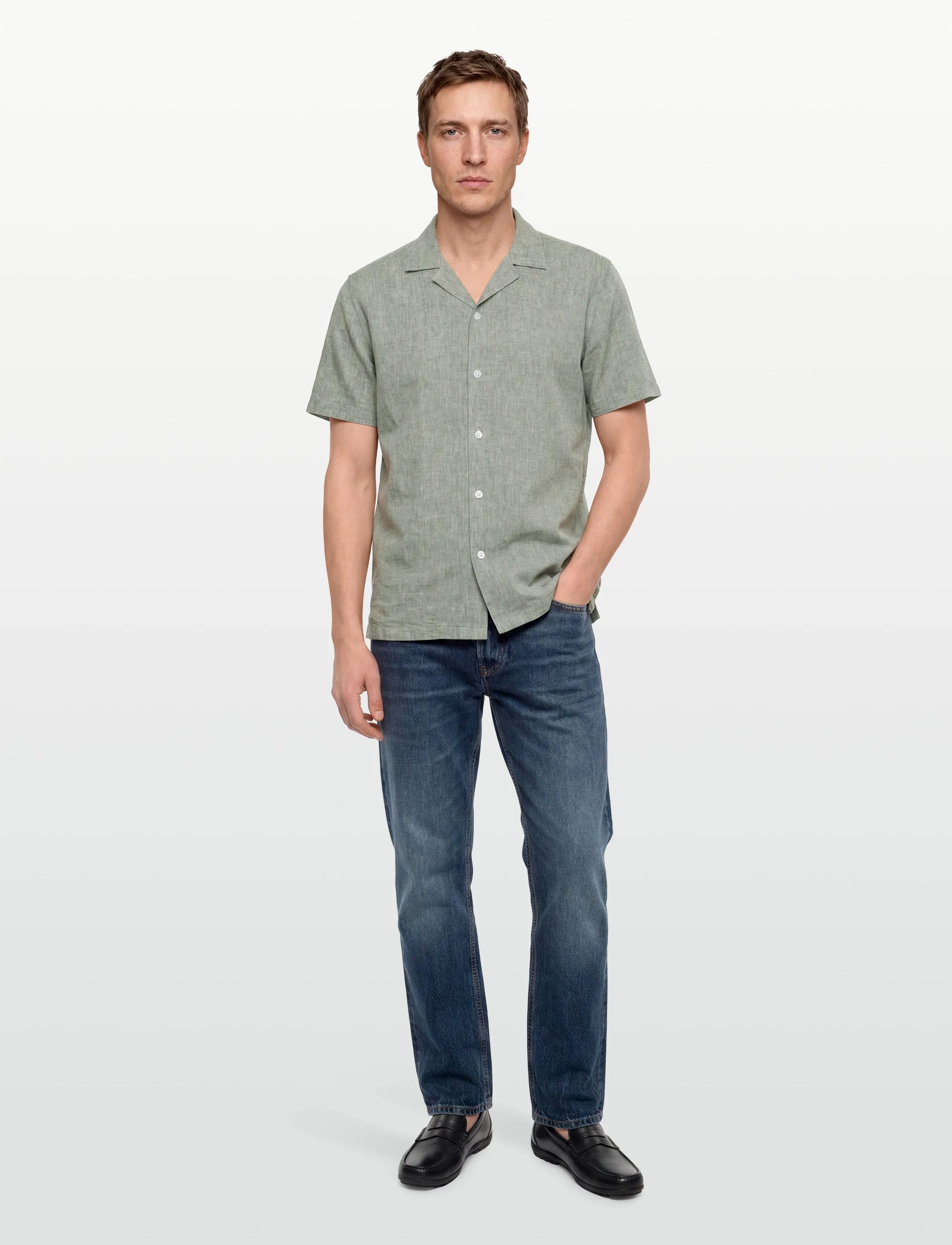 Lindbergh Casual linen blend resort S/SCasual linen blend resort S/S - Leinenbekleidung - ARMY / khaki/green