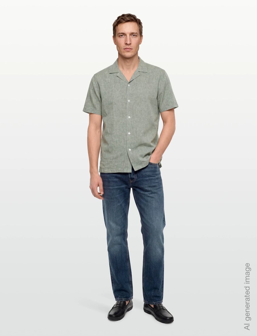Lindbergh - Casual linen blend resort S/SCasual linen blend resort S/S - short-sleeved shirts - army - 0