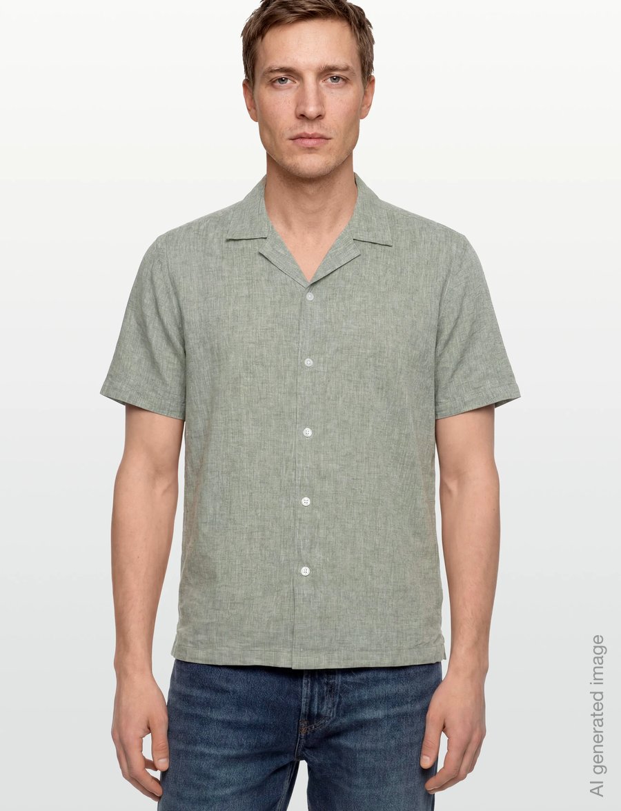 Lindbergh - Casual linen blend resort S/SCasual linen blend resort S/S - short-sleeved shirts - army - 3
