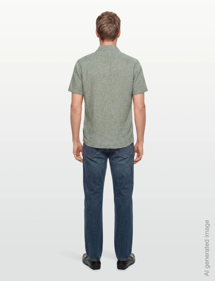 Lindbergh - Casual linen blend resort S/SCasual linen blend resort S/S - short-sleeved shirts - army - 4