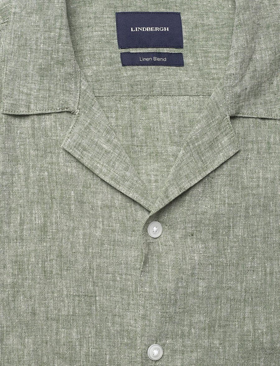 Lindbergh - Casual linen blend resort S/SCasual linen blend resort S/S - short-sleeved shirts - army - 5