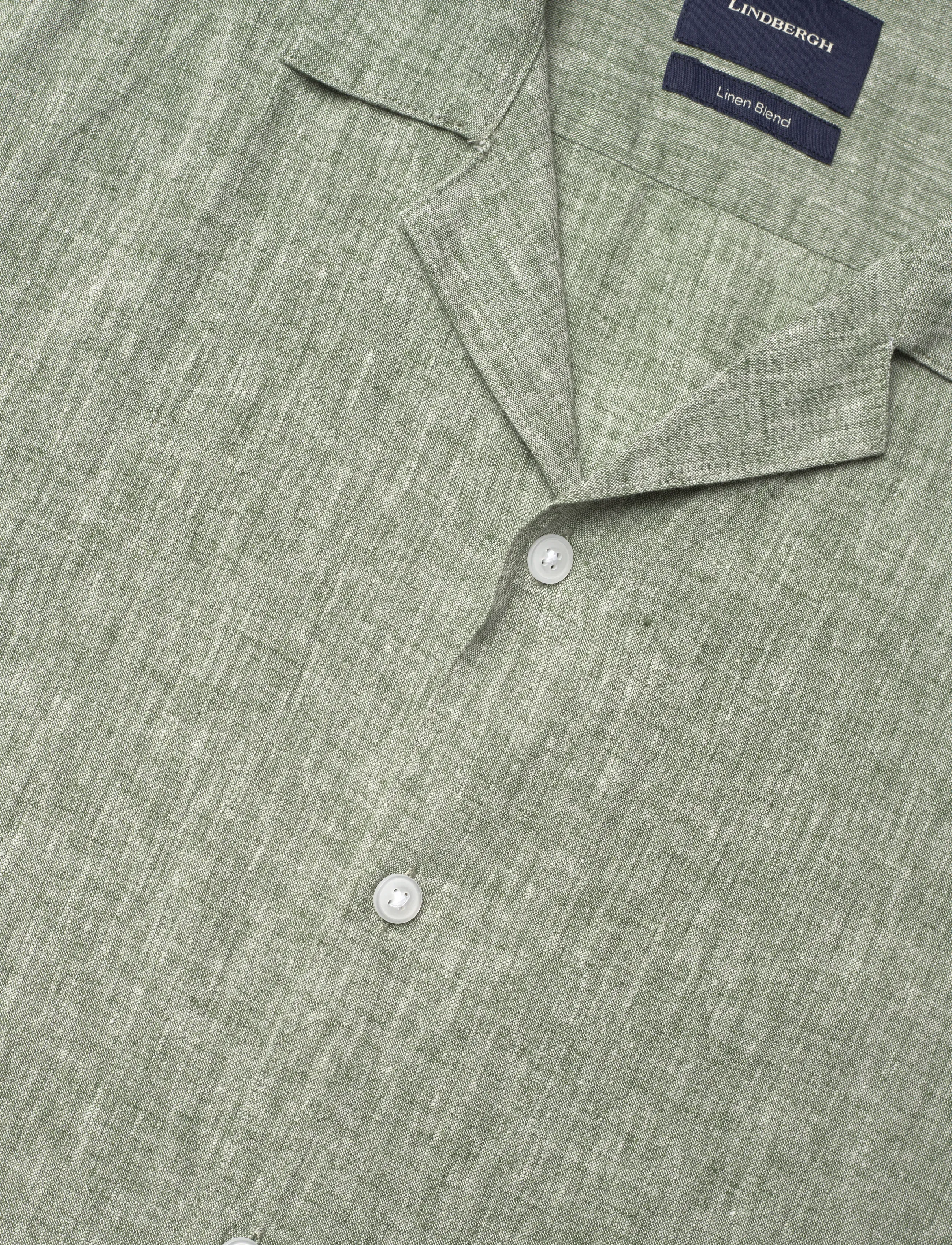 Lindbergh - Casual linen blend resort S/SCasual linen blend resort S/S - kurzarmhemden - army - 3